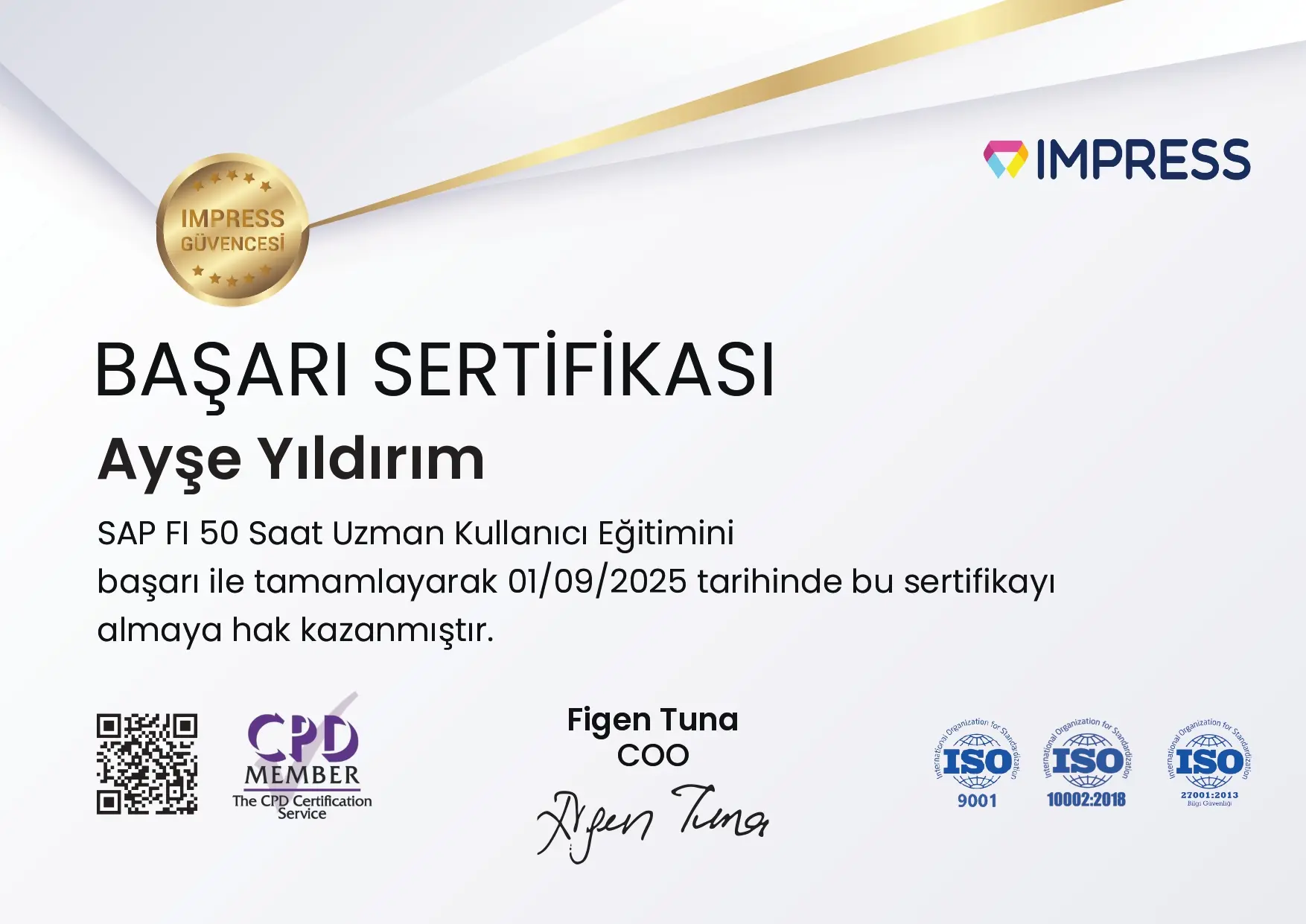 Yetkinliğinizi Kanıtlayan Resmi ve Uluslararası Sertifikasyon Impress'te!